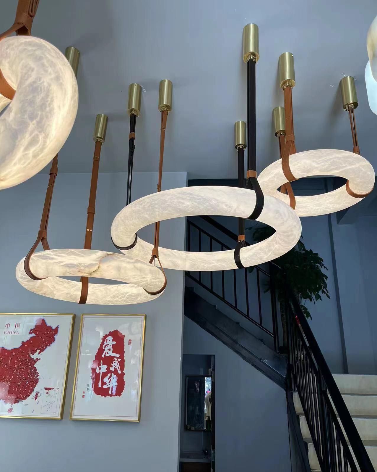 Leather Alabaster Pendant Light - Cueteks