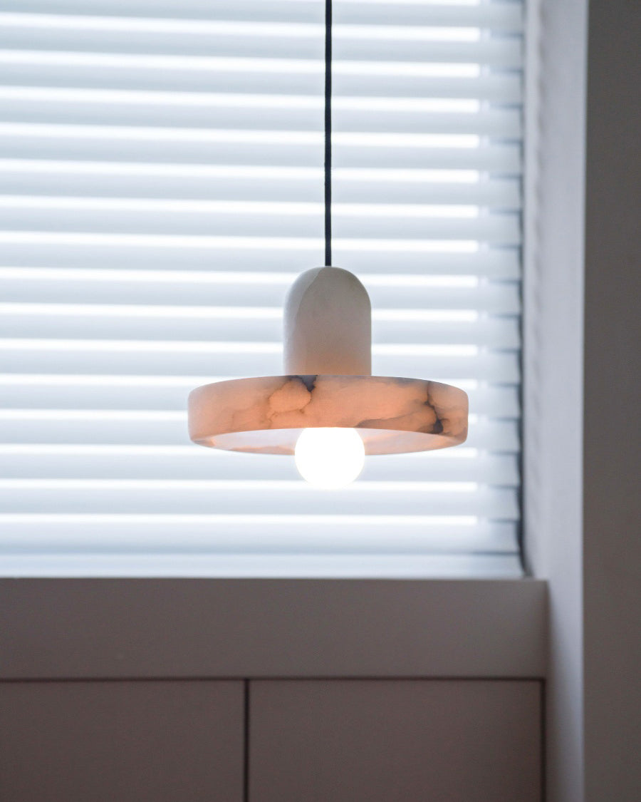Modern White Marble Pendant Light - Cueteks