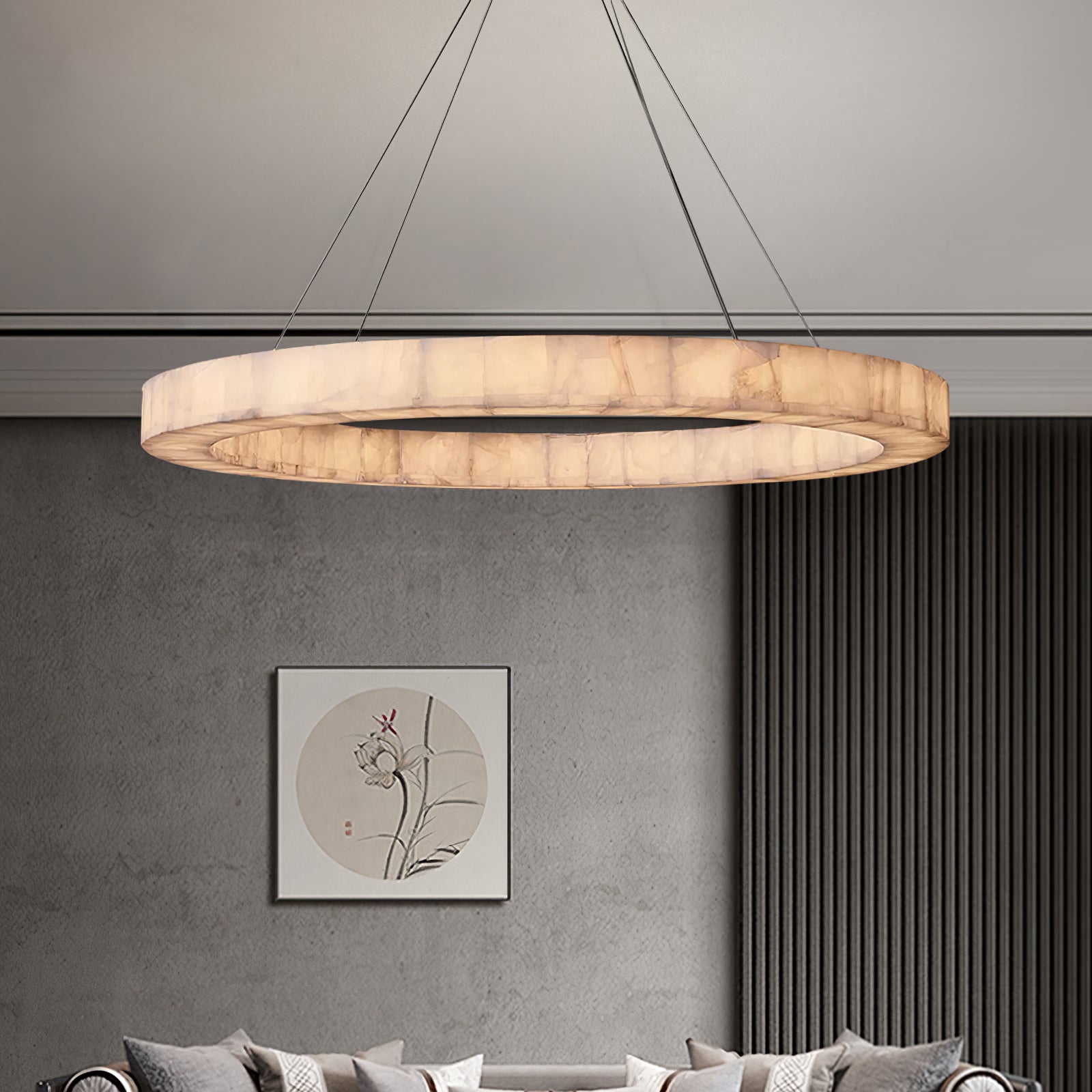 Triple Ring Alabaster Pendant Light - Cueteks
