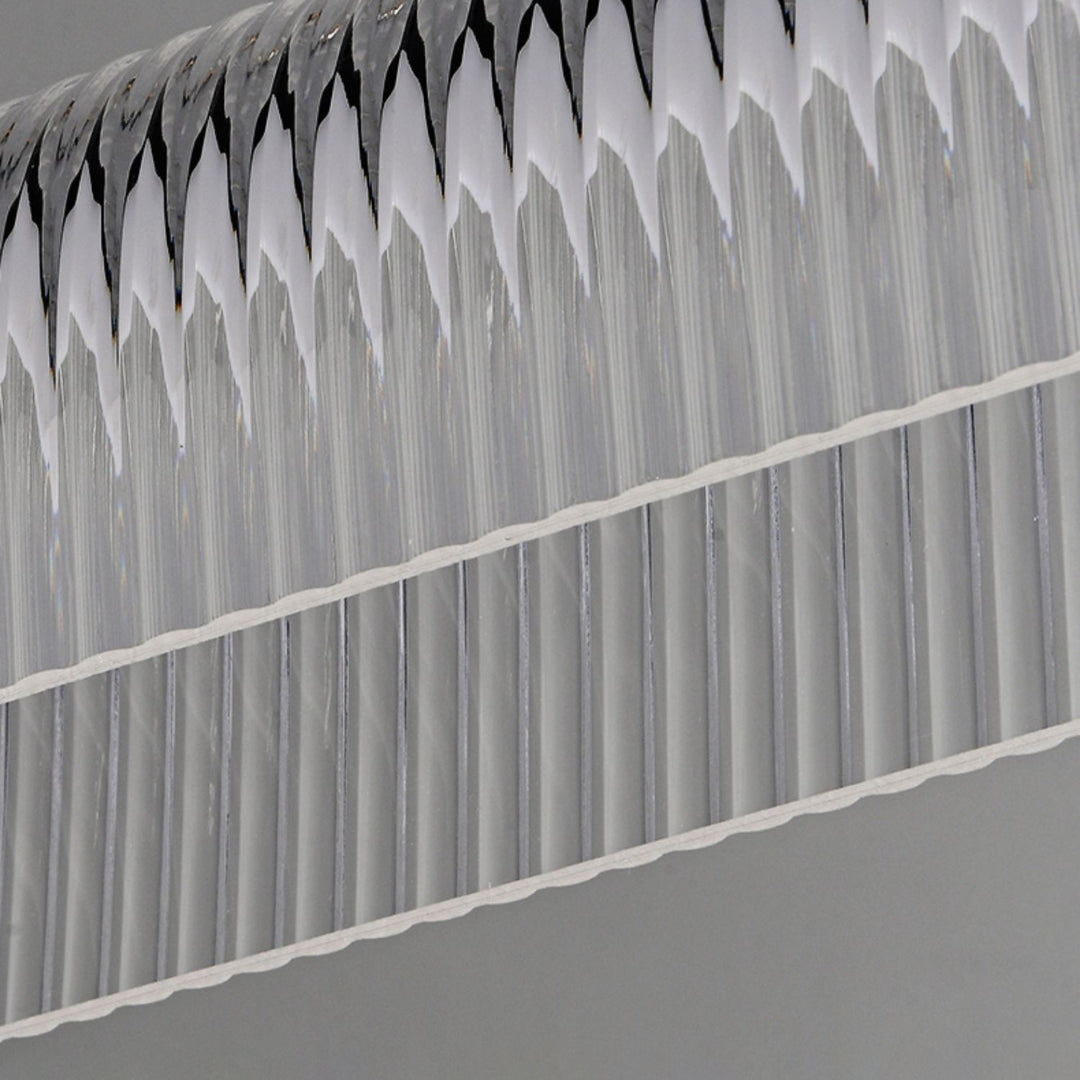 Macro view of clear ribbed acrylic surfaces and overlapping-looking lower edges