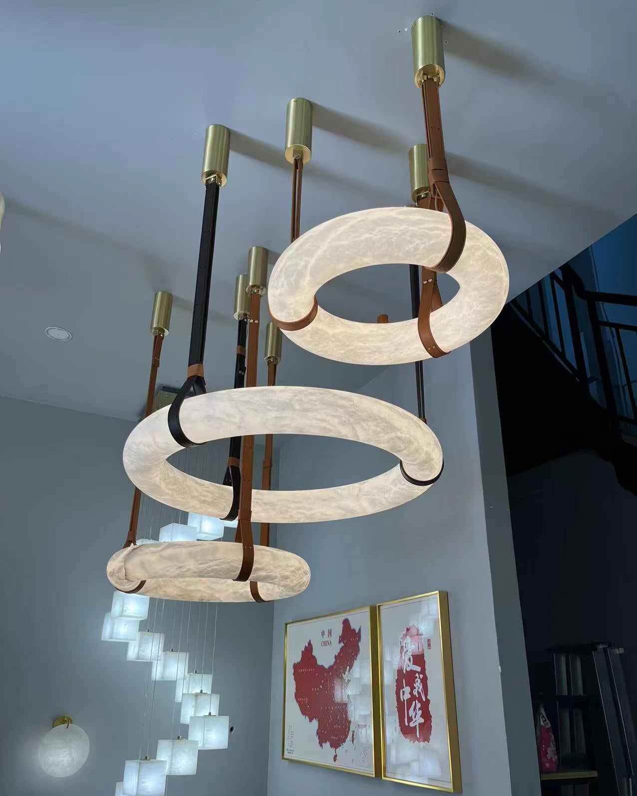 Leather Alabaster Pendant Light - Cueteks