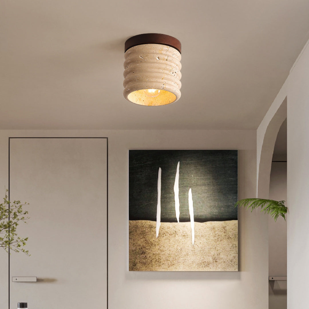 Marble Semi Flush Cylindrical Ceiling Light - Cueteks