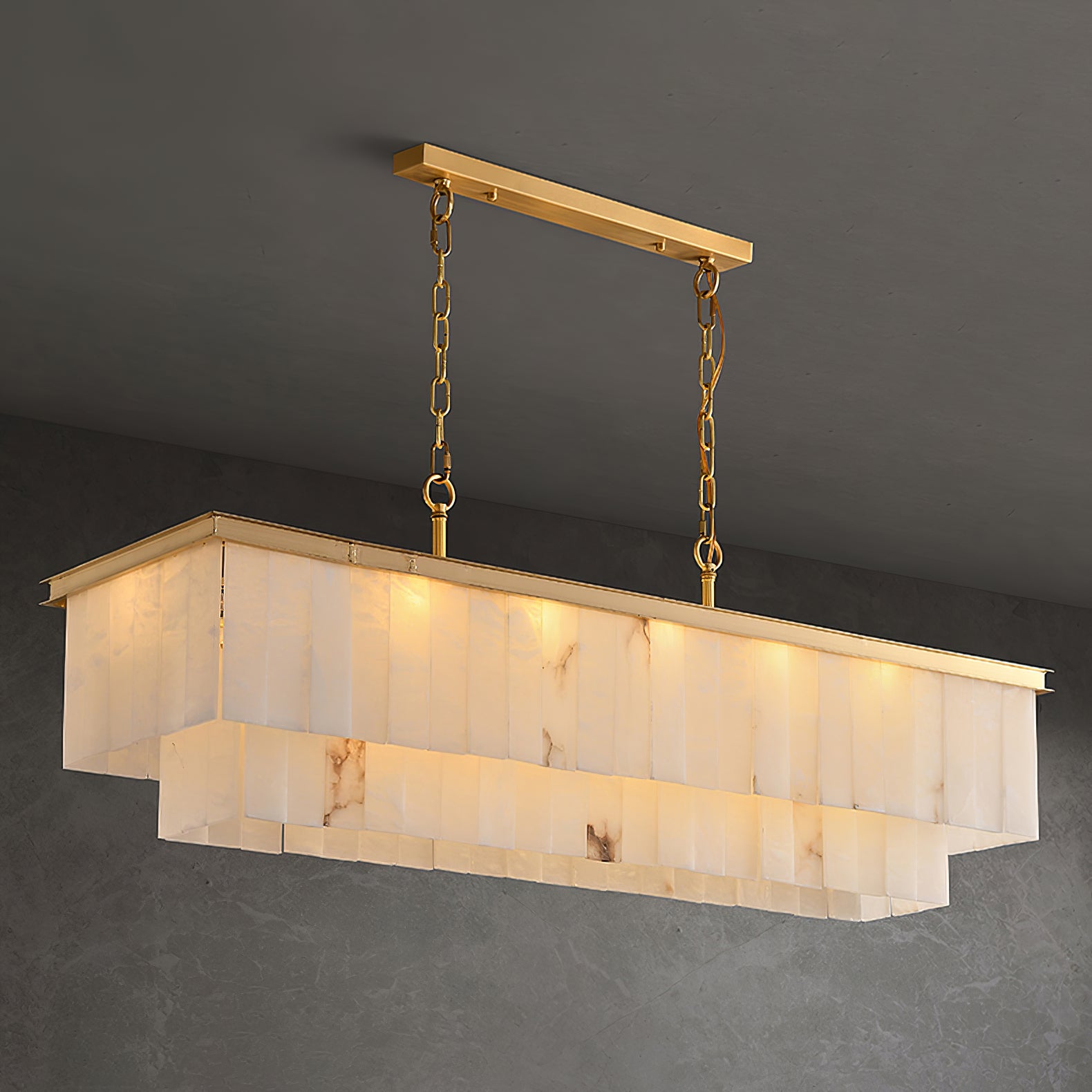 Alabaster multi-layered circular chandelier - Cueteks