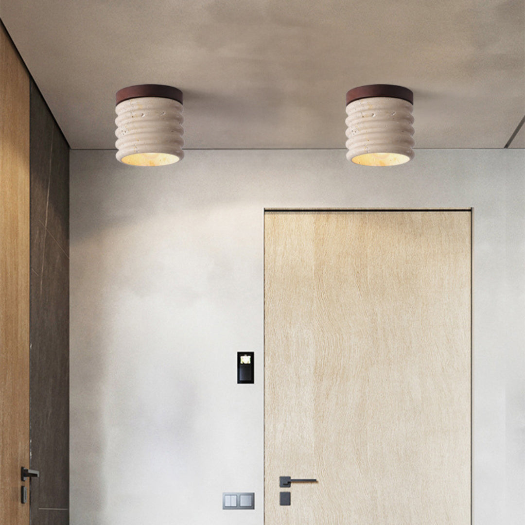 Marble Semi Flush Cylindrical Ceiling Light - Cueteks
