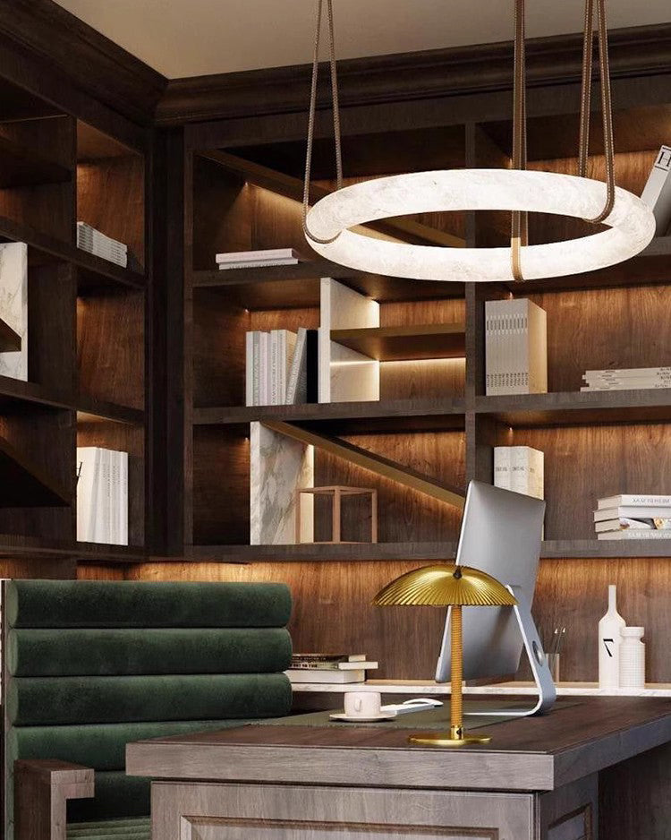 Leather Alabaster Pendant Light - Cueteks