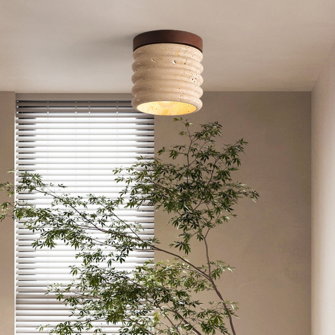 Marble Semi Flush Cylindrical Ceiling Light - Cueteks