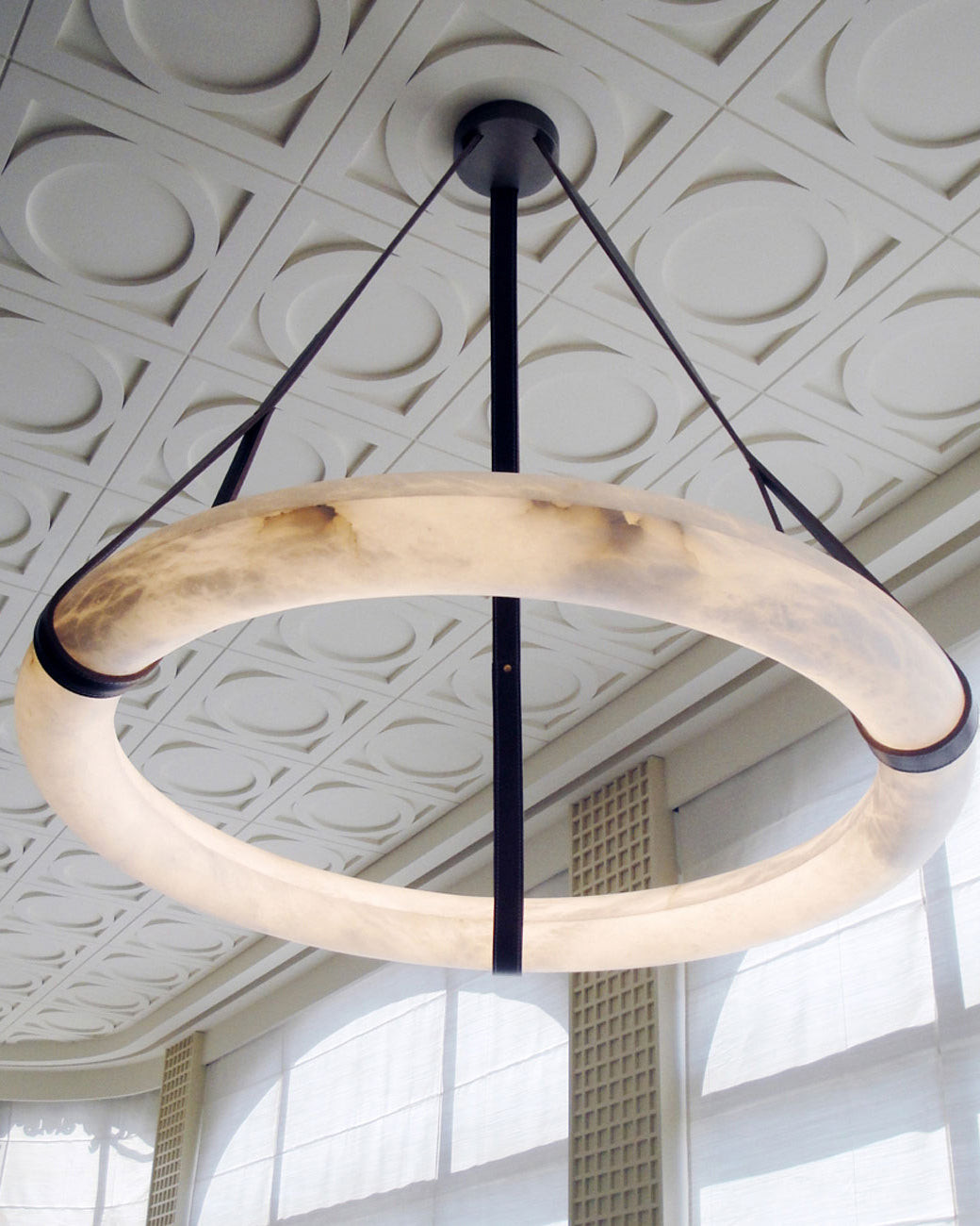 Leather Alabaster Pendant Light - Cueteks