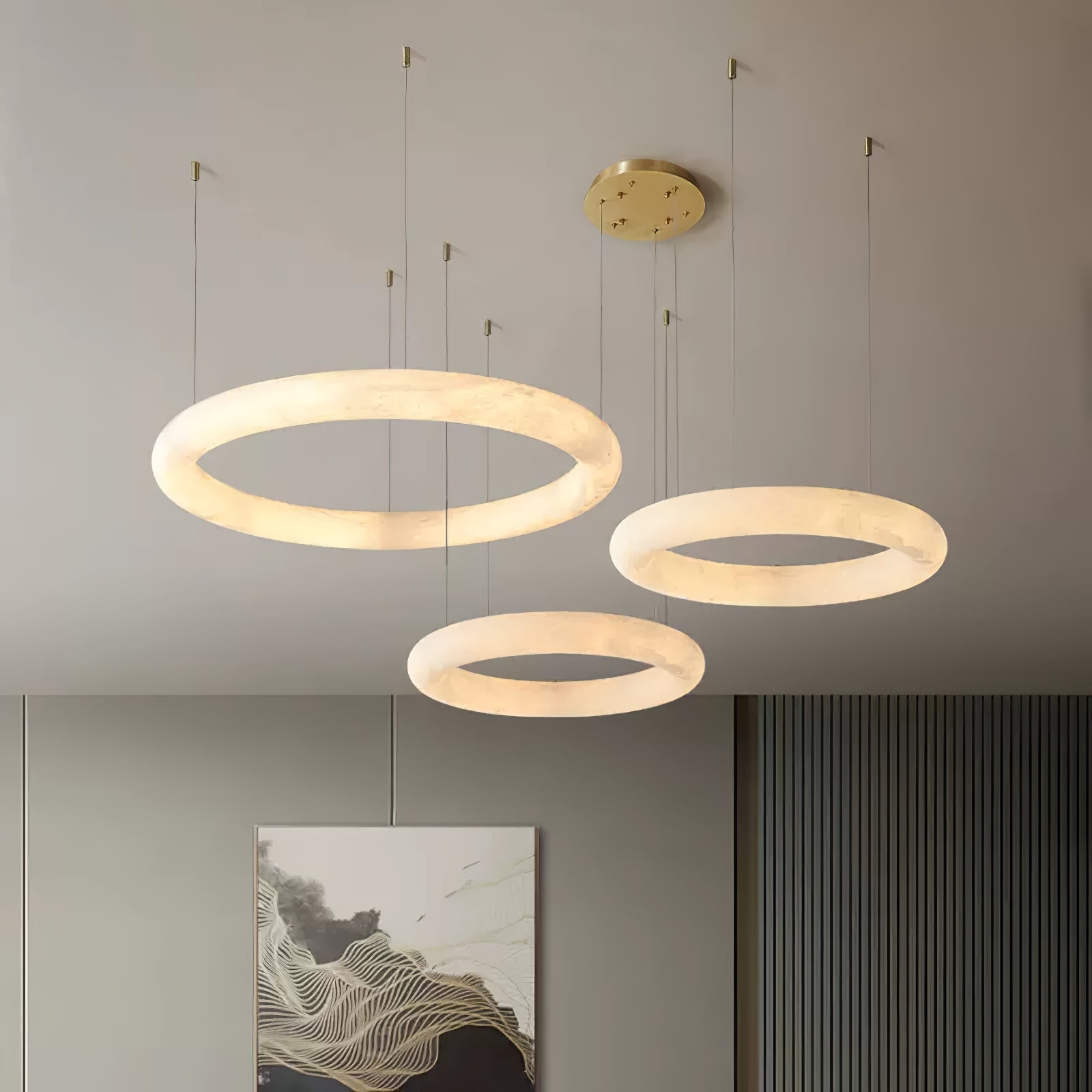 Halo Alabaster Pendant Light - Cueteks