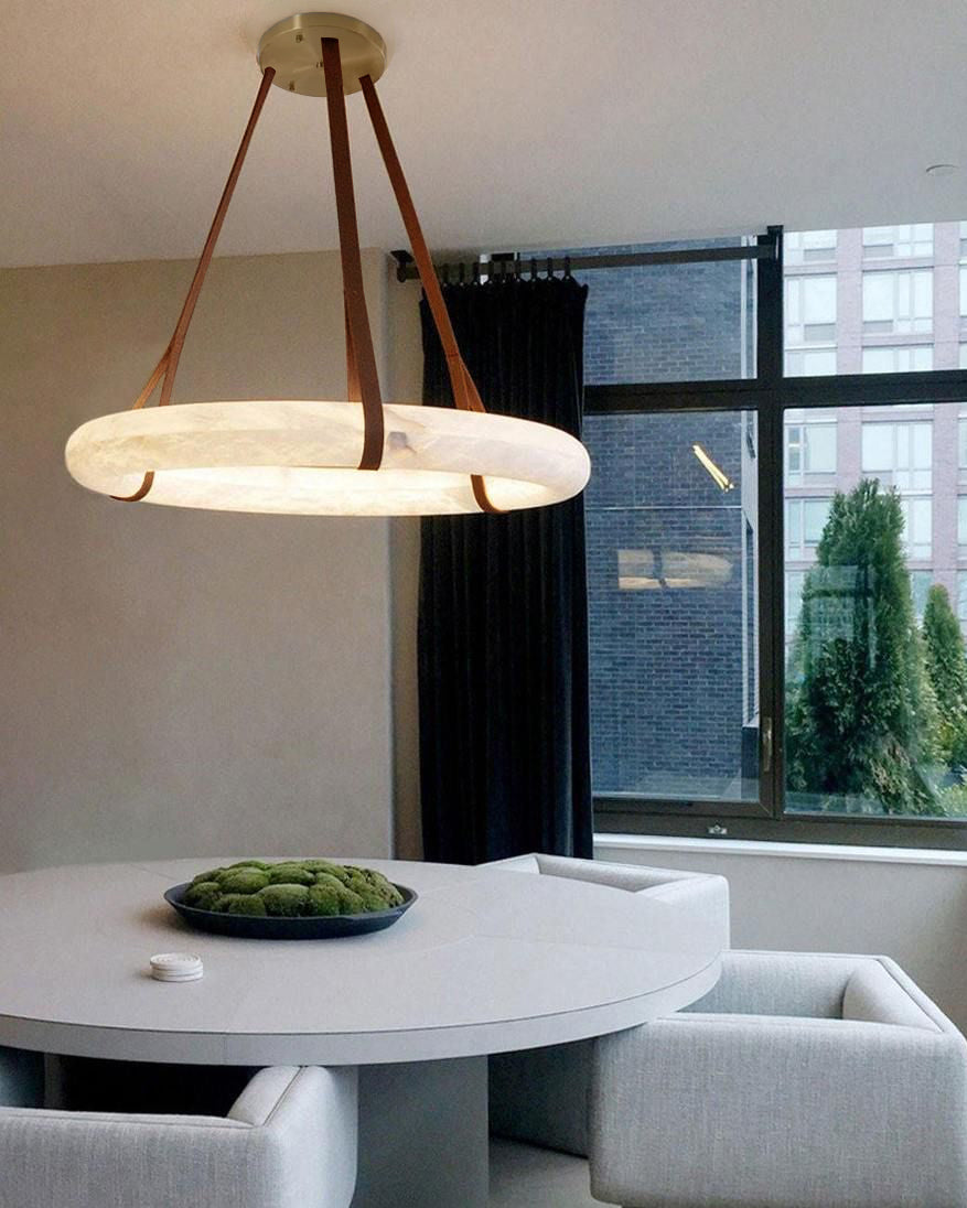 Leather Alabaster Pendant Light - Cueteks