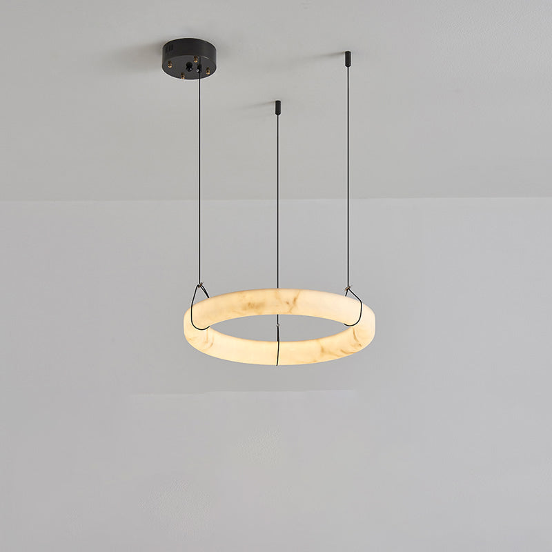 Modern Triple Ring Alabaster Pendant Light - Cueteks
