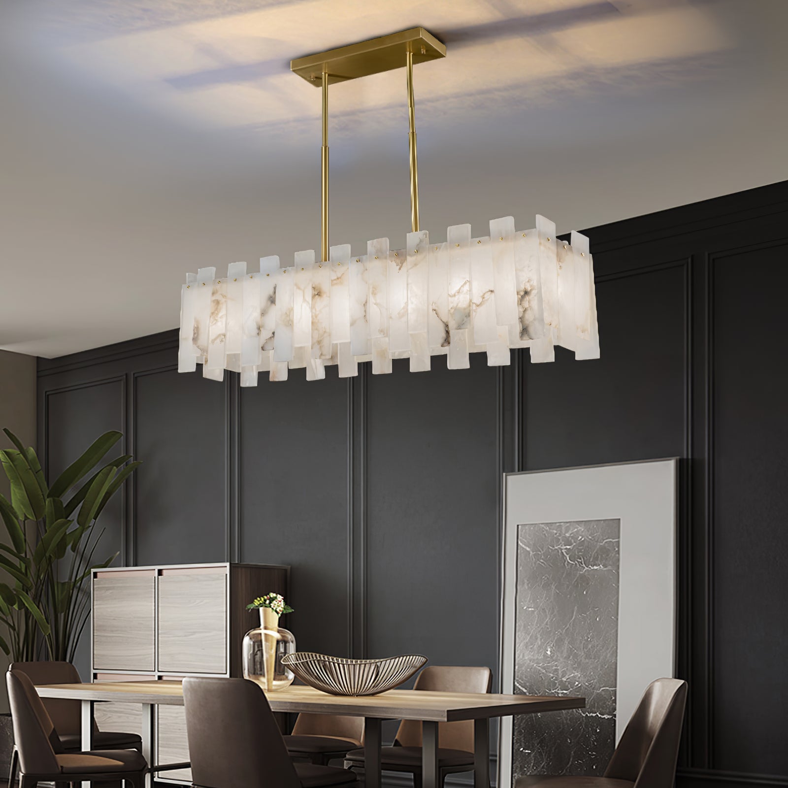 Rectangular Alabaster Pendant Light - Cueteks