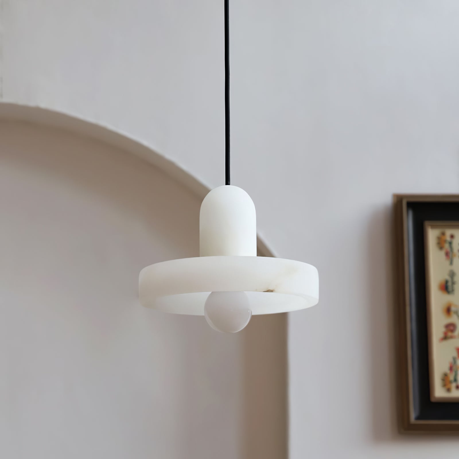 Modern White Marble Pendant Light - Cueteks
