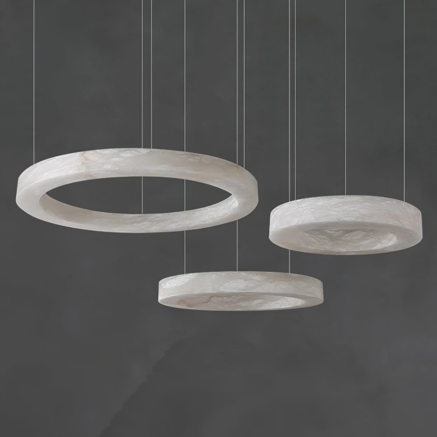 Triple Ring Alabaster Pendant Light - Cueteks