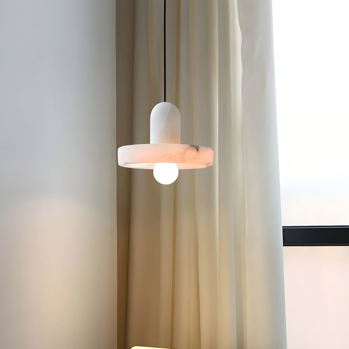 Modern White Marble Pendant Light - Cueteks