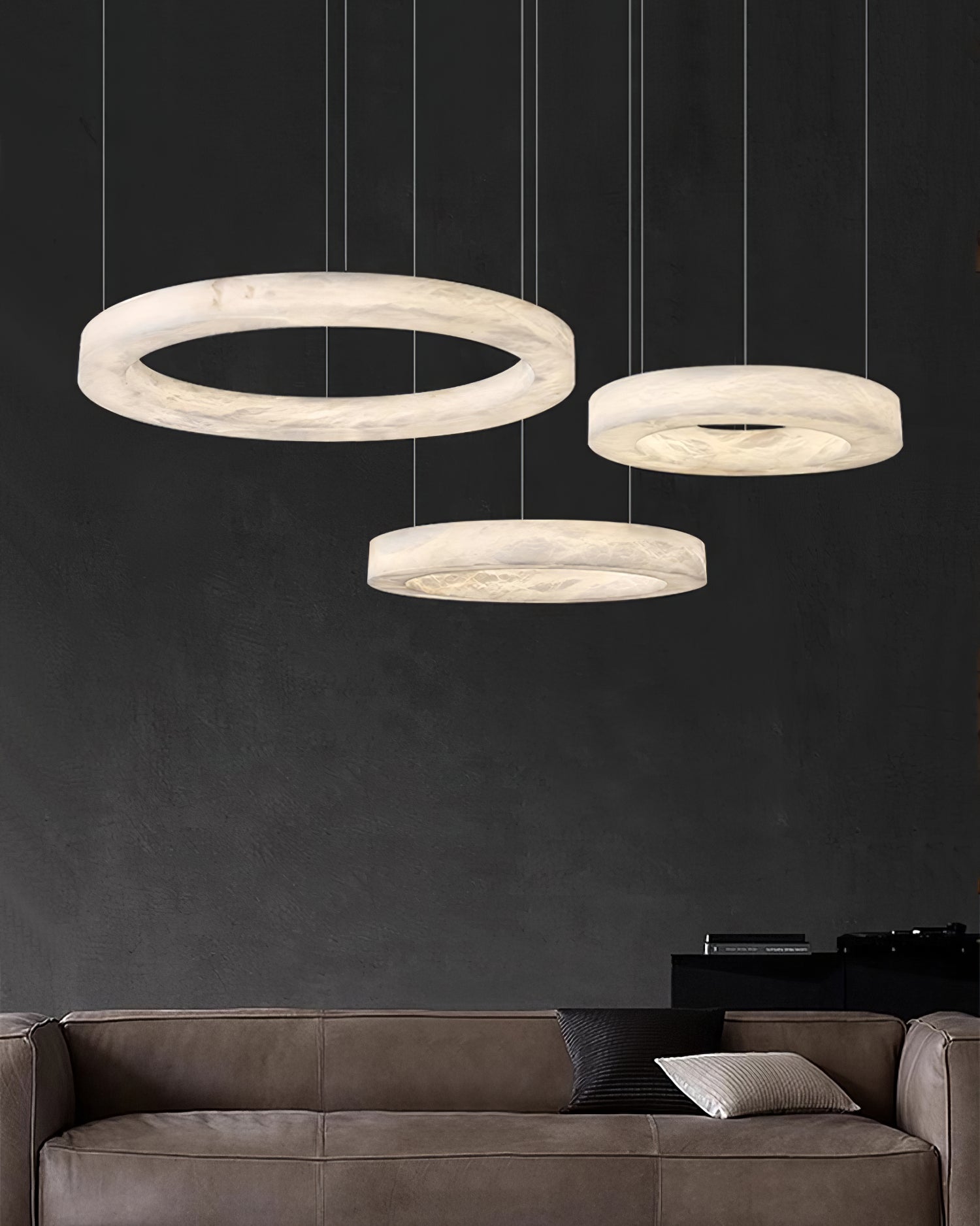 Triple Ring Alabaster Pendant Light - Cueteks