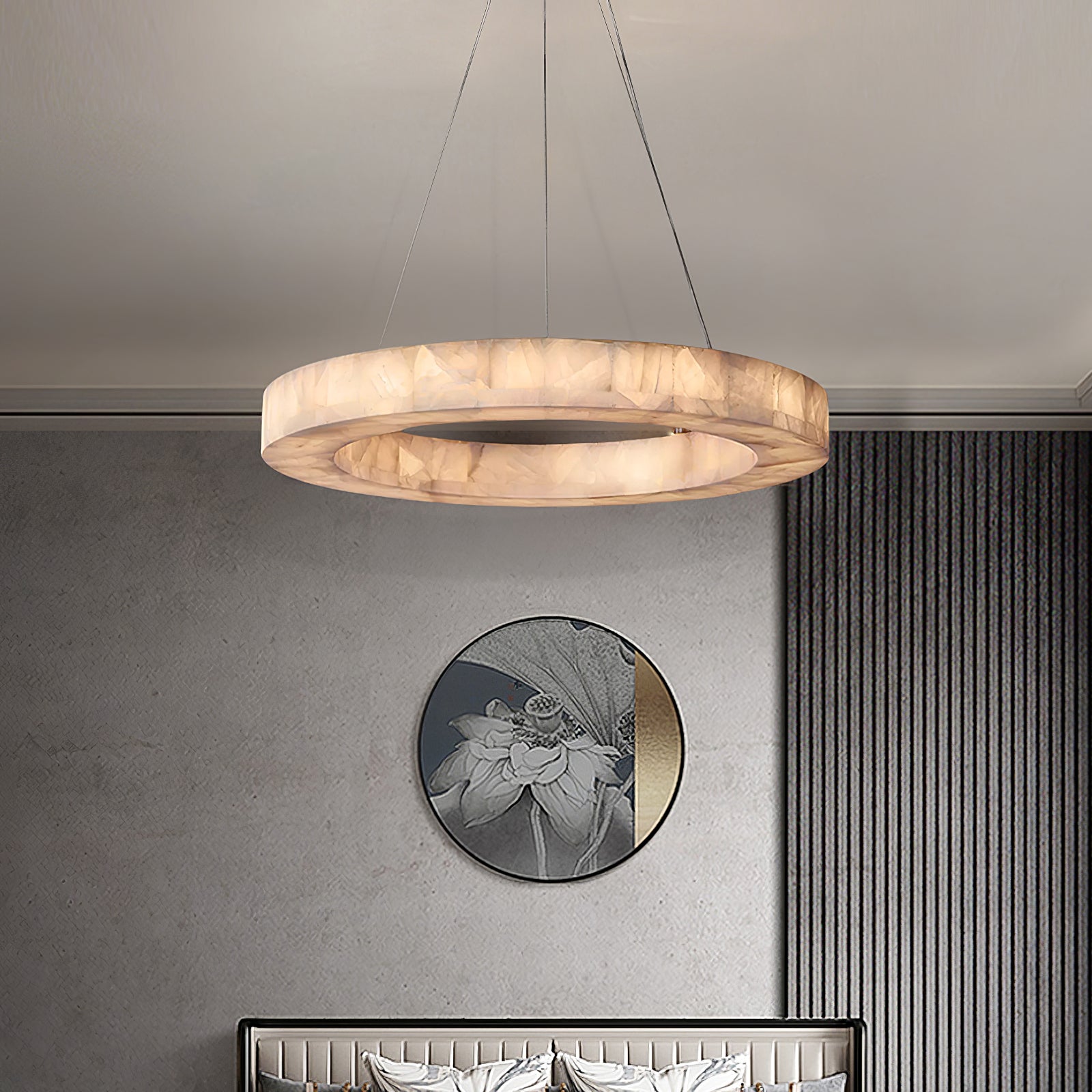 Triple Ring Alabaster Pendant Light - Cueteks