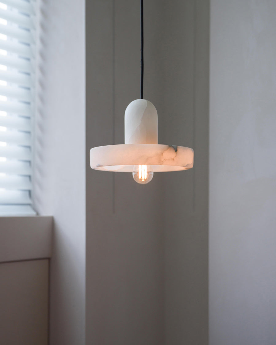 Modern White Marble Pendant Light - Cueteks