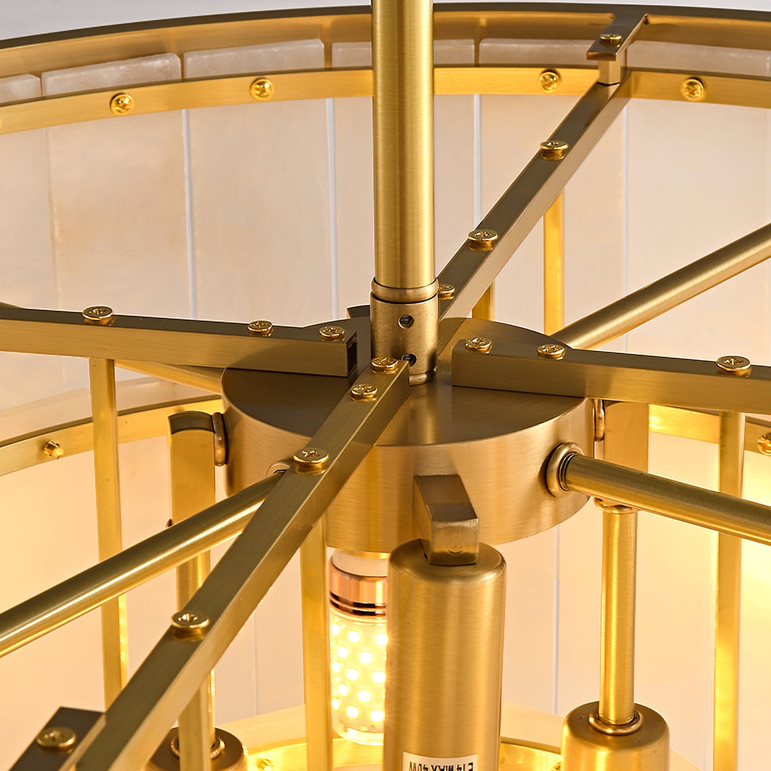 Alabaster multi-layered circular chandelier - Cueteks