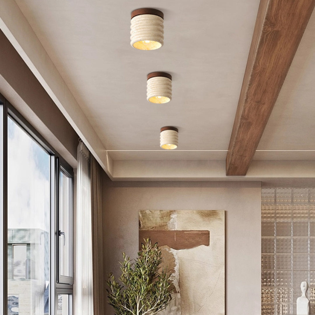 Marble Semi Flush Cylindrical Ceiling Light - Cueteks