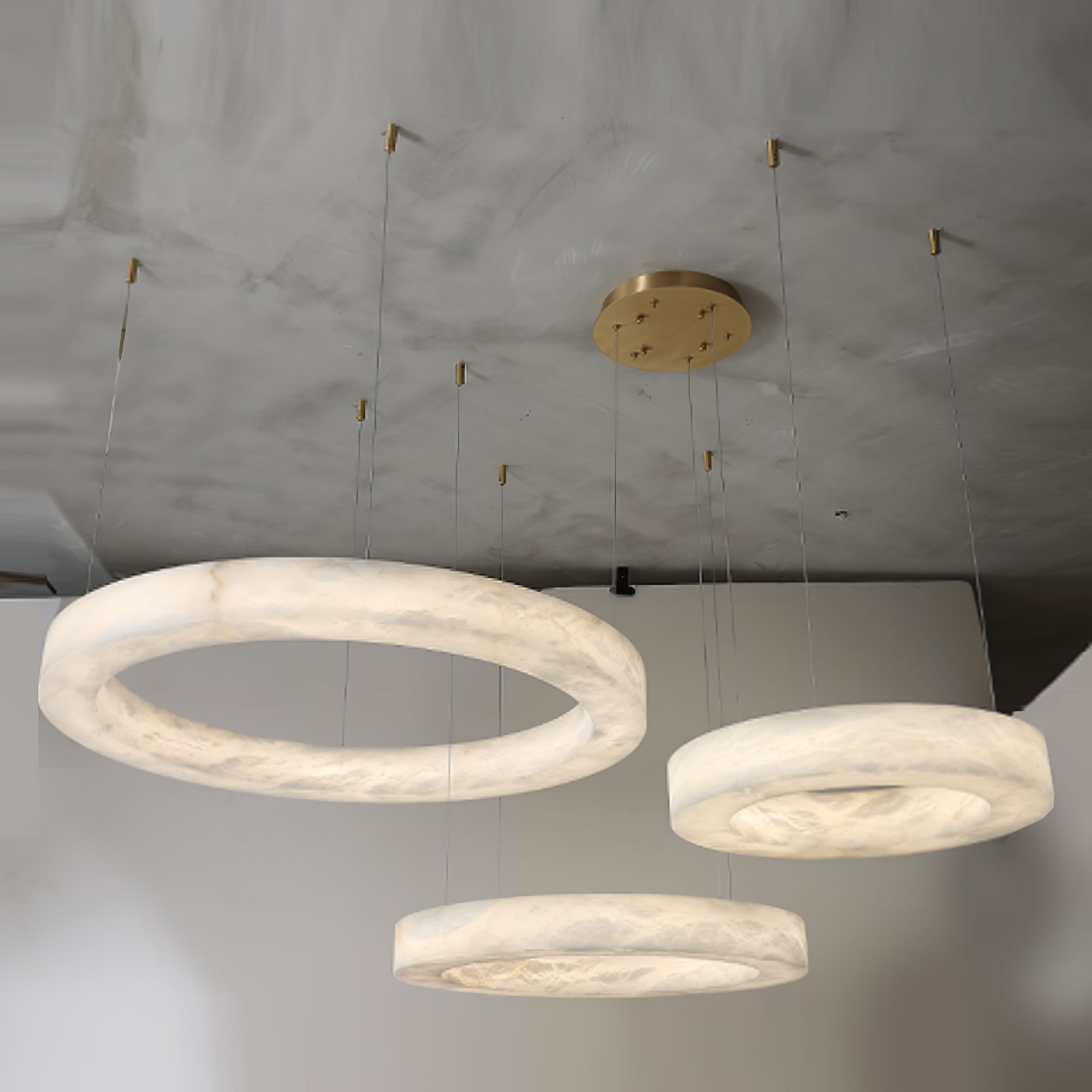 Triple Ring Alabaster Pendant Light - Cueteks