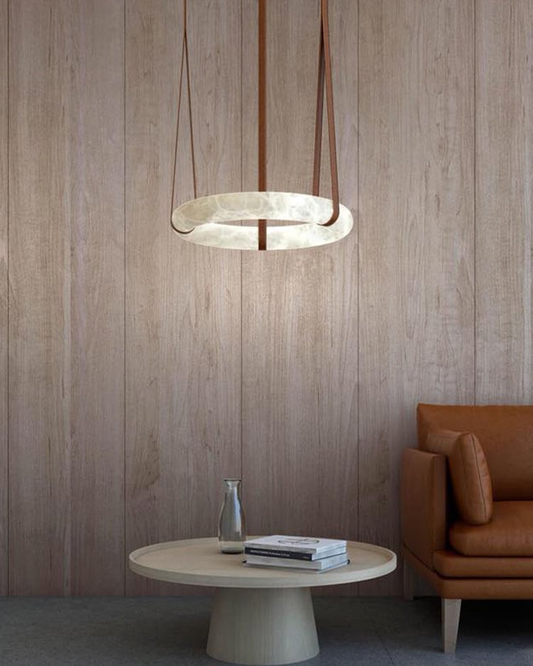 Leather Alabaster Pendant Light - Cueteks