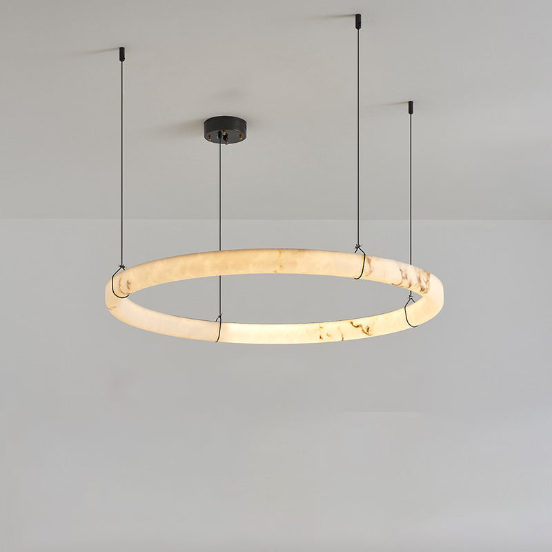 Modern Triple Ring Alabaster Pendant Light - Cueteks
