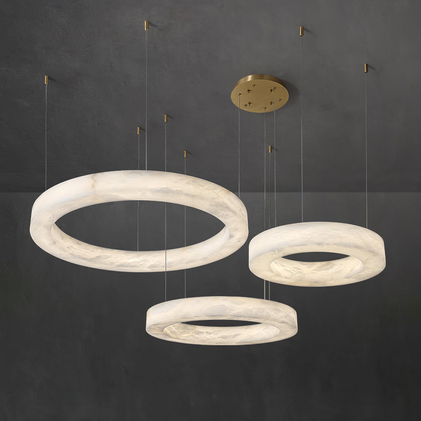 Triple Ring Alabaster Pendant Light - Cueteks