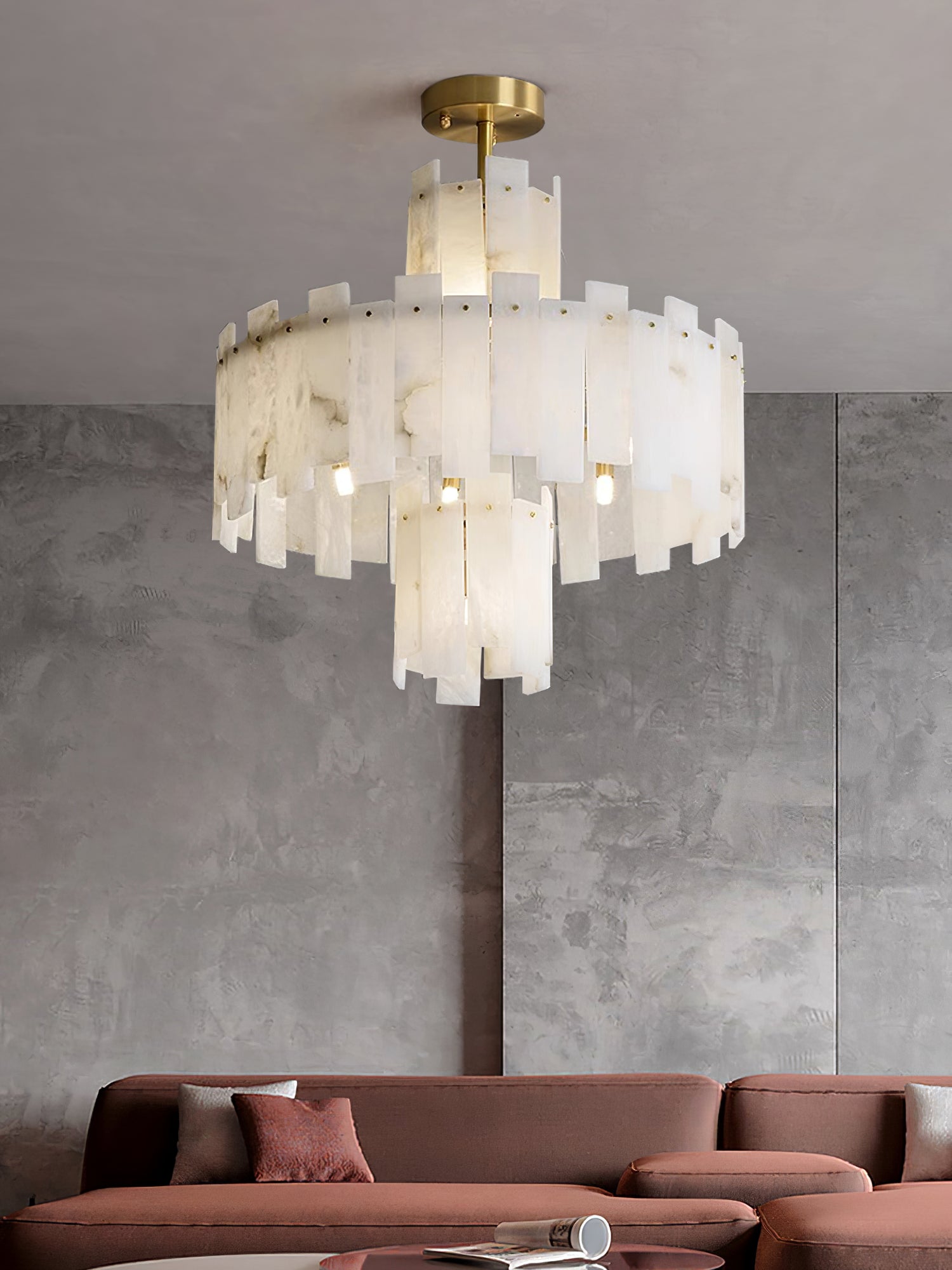 Layered Alabaster Chandelier - Cueteks