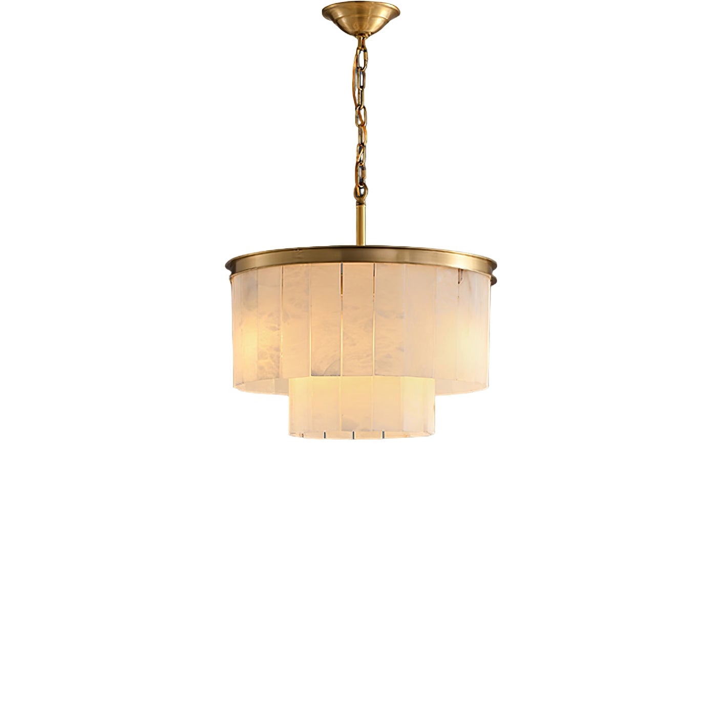 Alabaster multi-layered circular chandelier - Cueteks