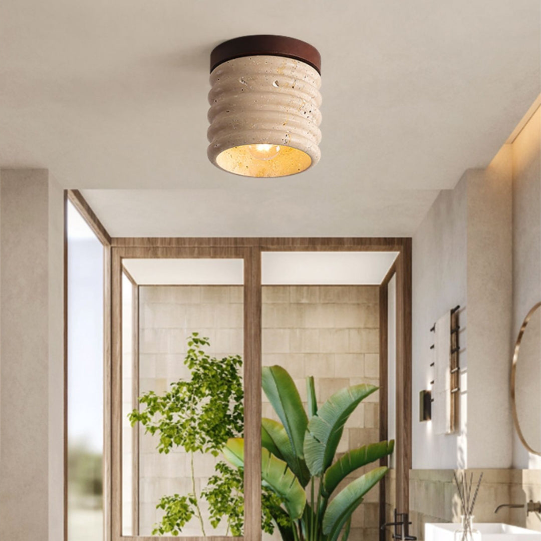 Marble Semi Flush Cylindrical Ceiling Light - Cueteks