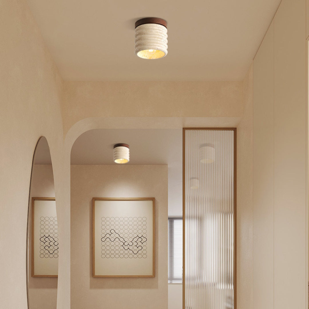 Marble Semi Flush Cylindrical Ceiling Light - Cueteks