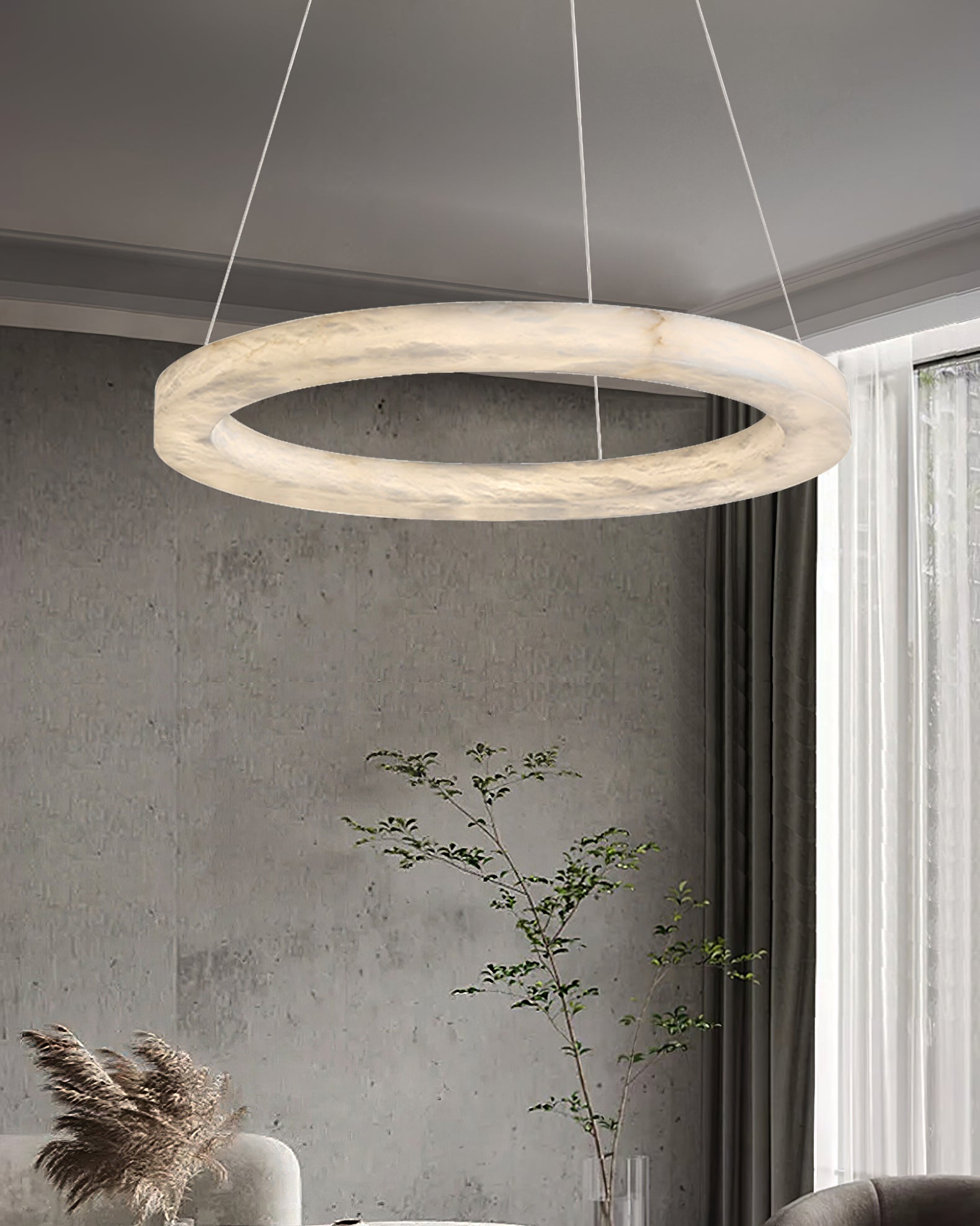 Triple Ring Alabaster Pendant Light - Cueteks