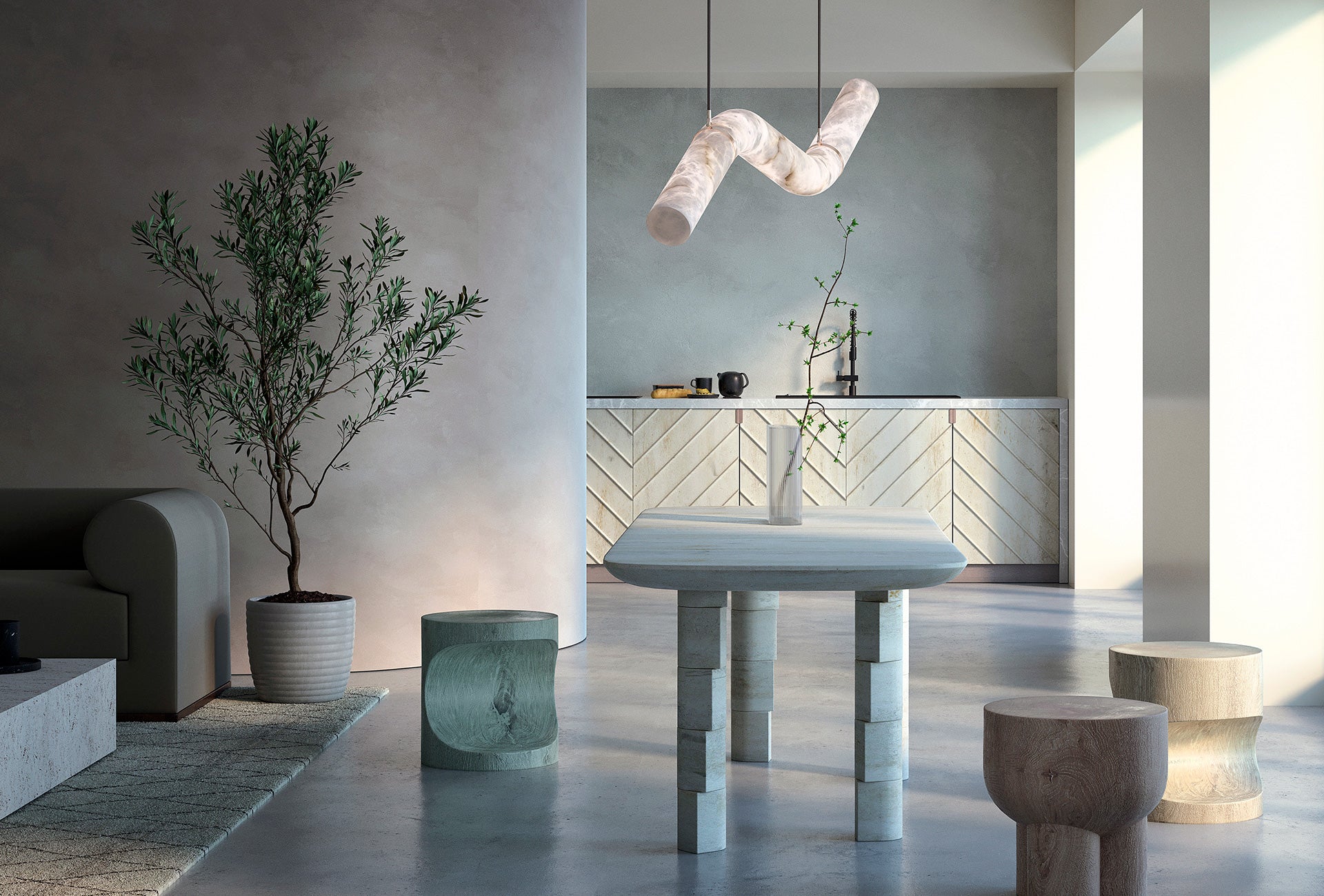 Alabaster LIBERTY Chandelier - Cueteks