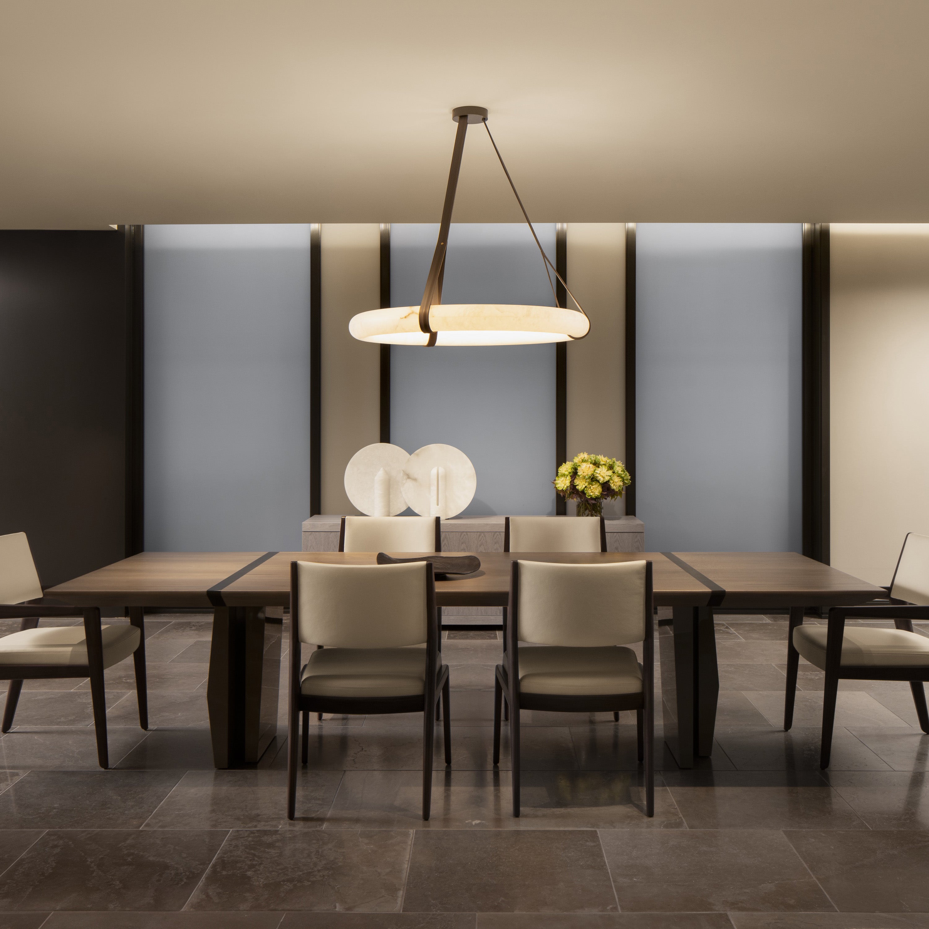 Leather Alabaster Pendant Light - Cueteks