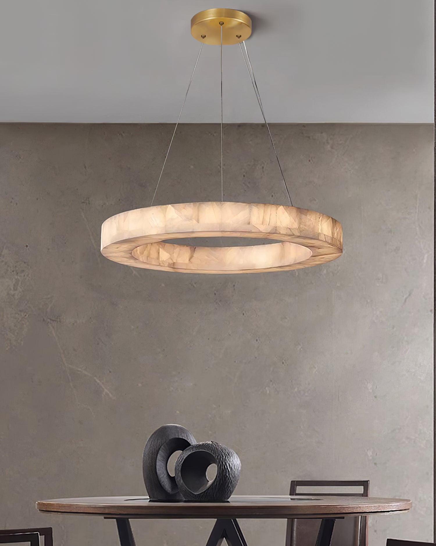 Triple Ring Alabaster Pendant Light - Cueteks
