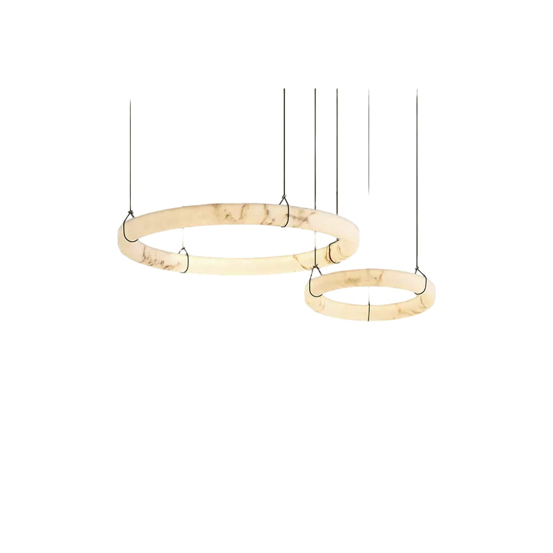 Modern Triple Ring Alabaster Pendant Light - Cueteks