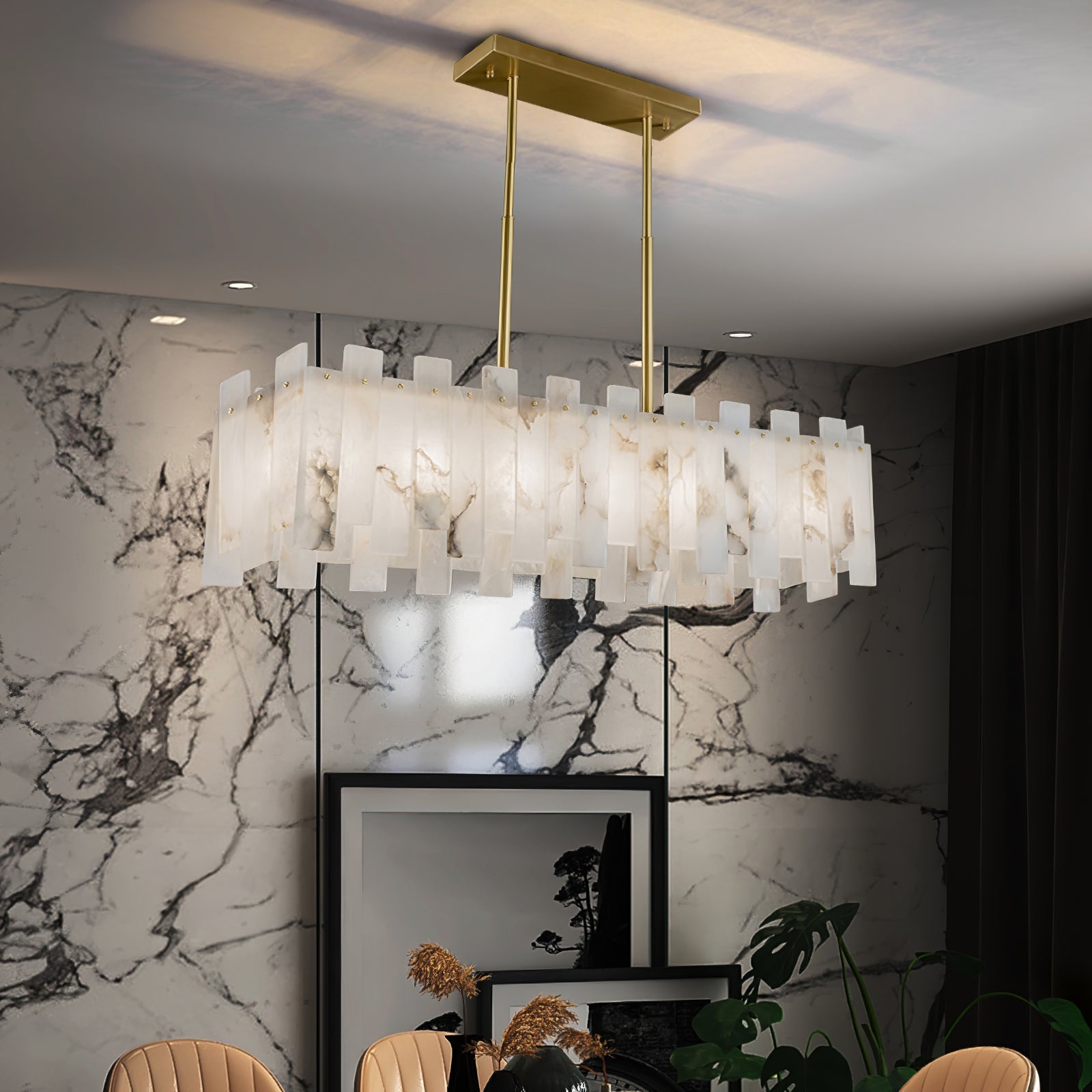 Rectangular Alabaster Pendant Light - Cueteks