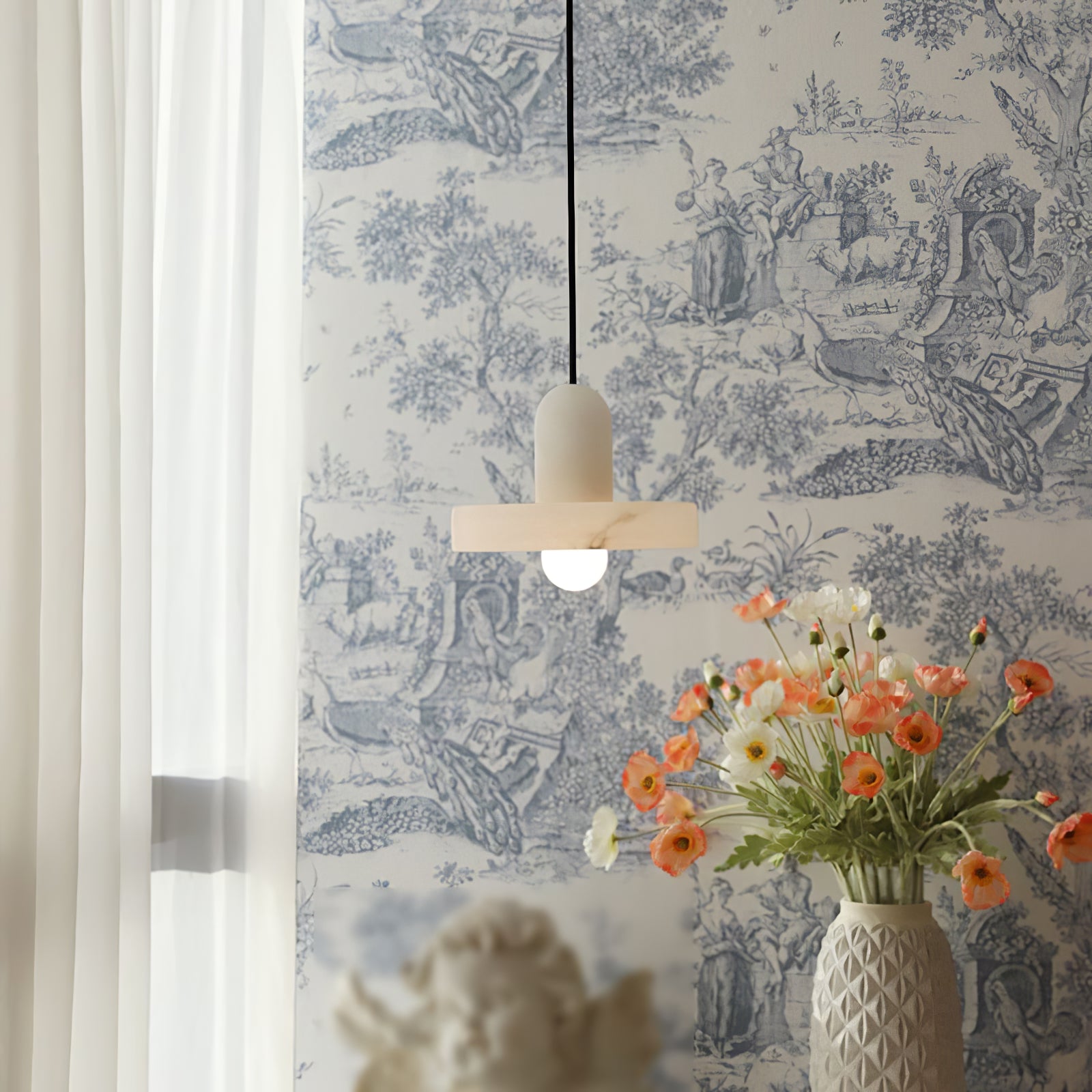 Modern White Marble Pendant Light - Cueteks