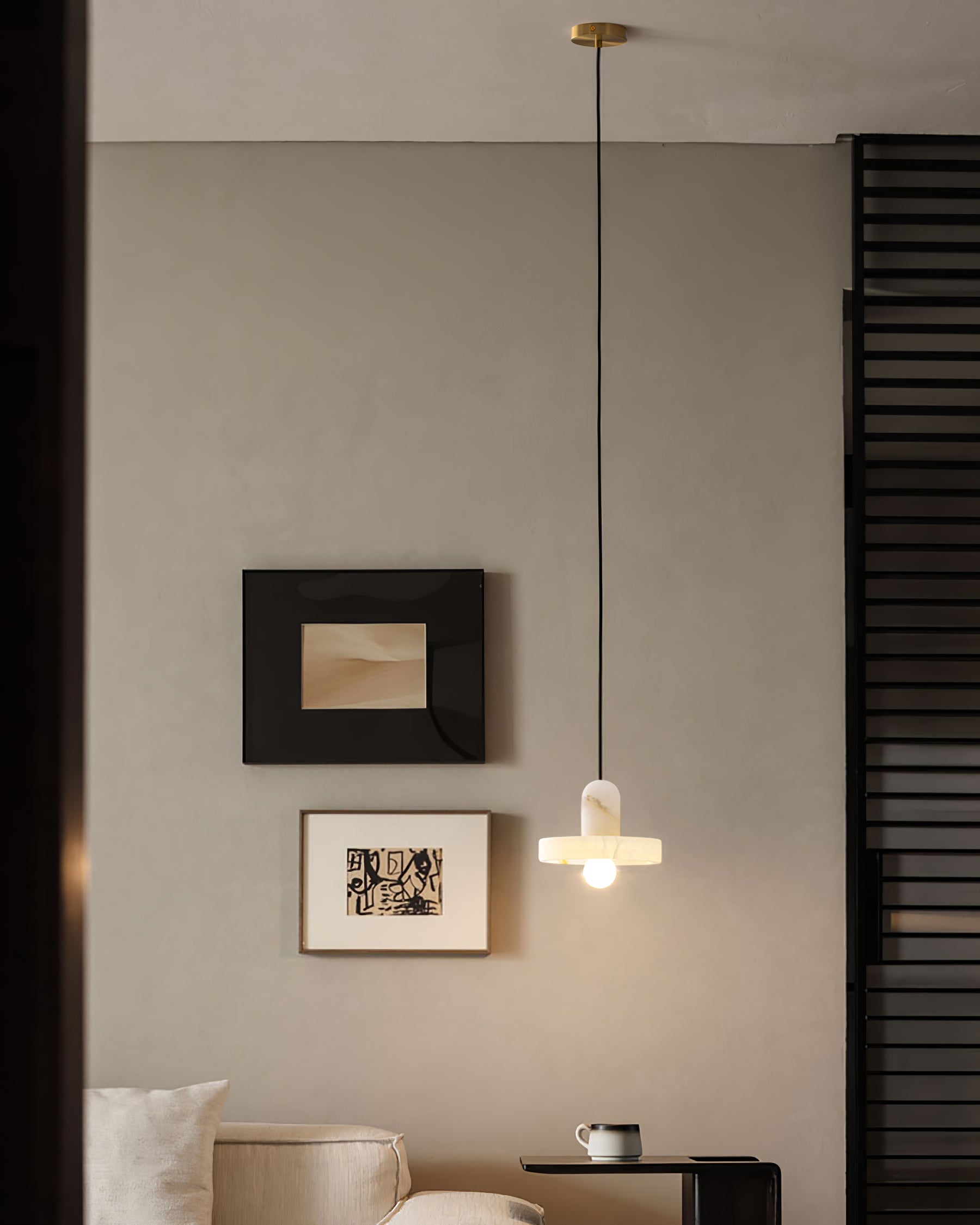 Modern White Marble Pendant Light - Cueteks