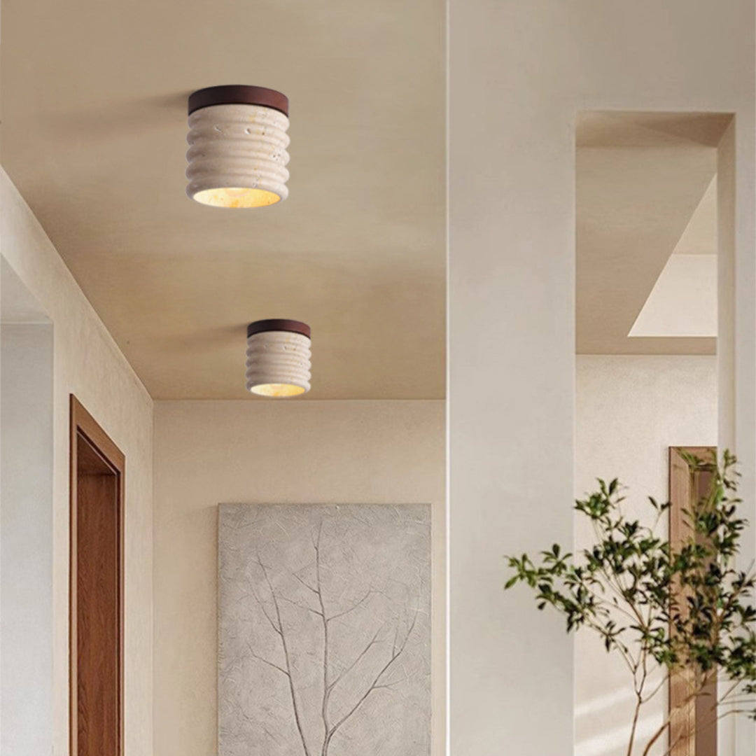 Marble Semi Flush Cylindrical Ceiling Light - Cueteks