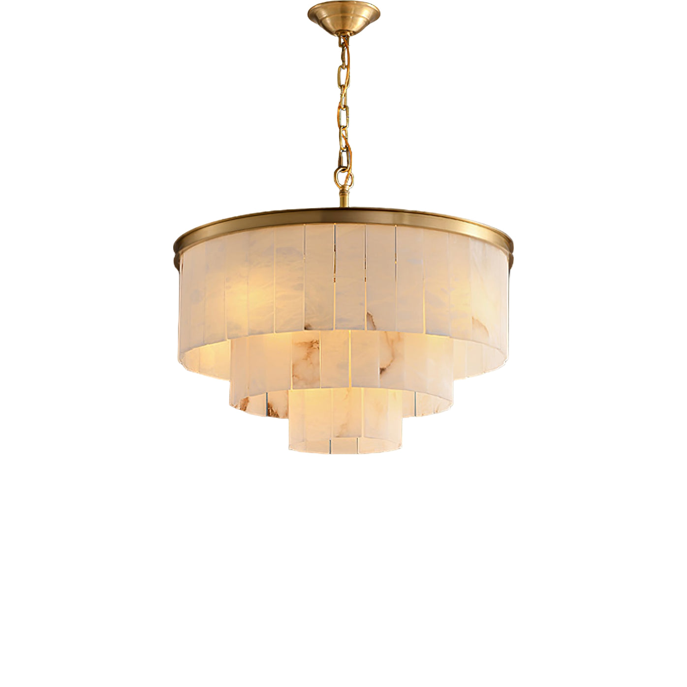 Alabaster multi-layered circular chandelier - Cueteks