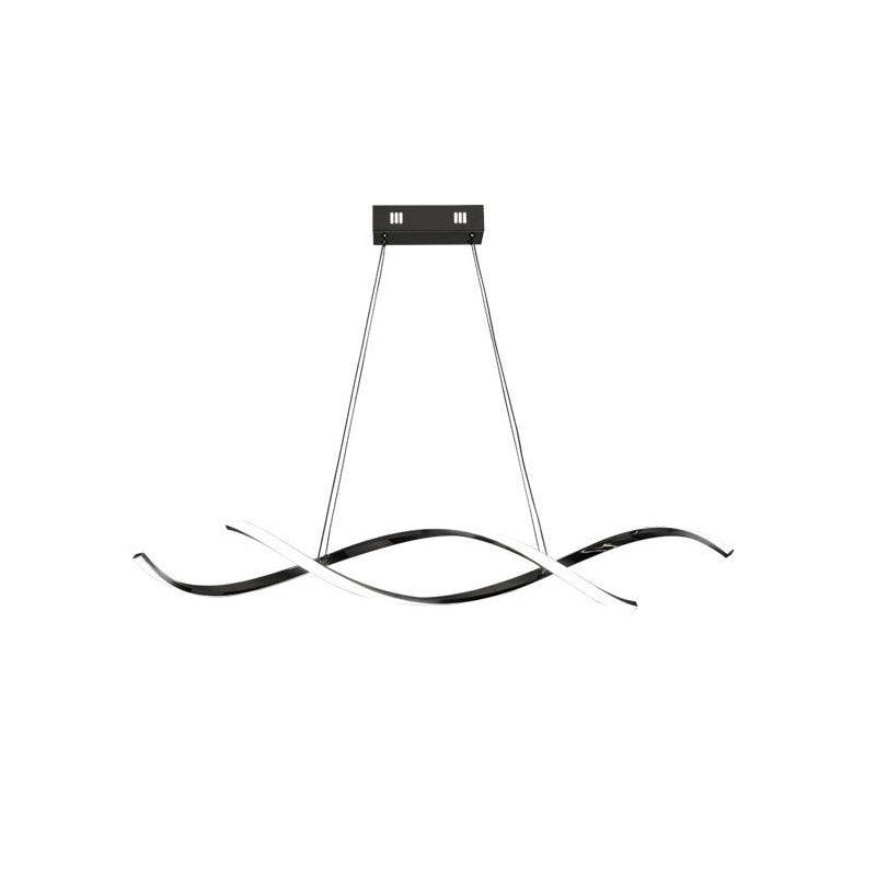 Black finish option showing crossing wave ribbons, pale strips and a rectangular black canopy