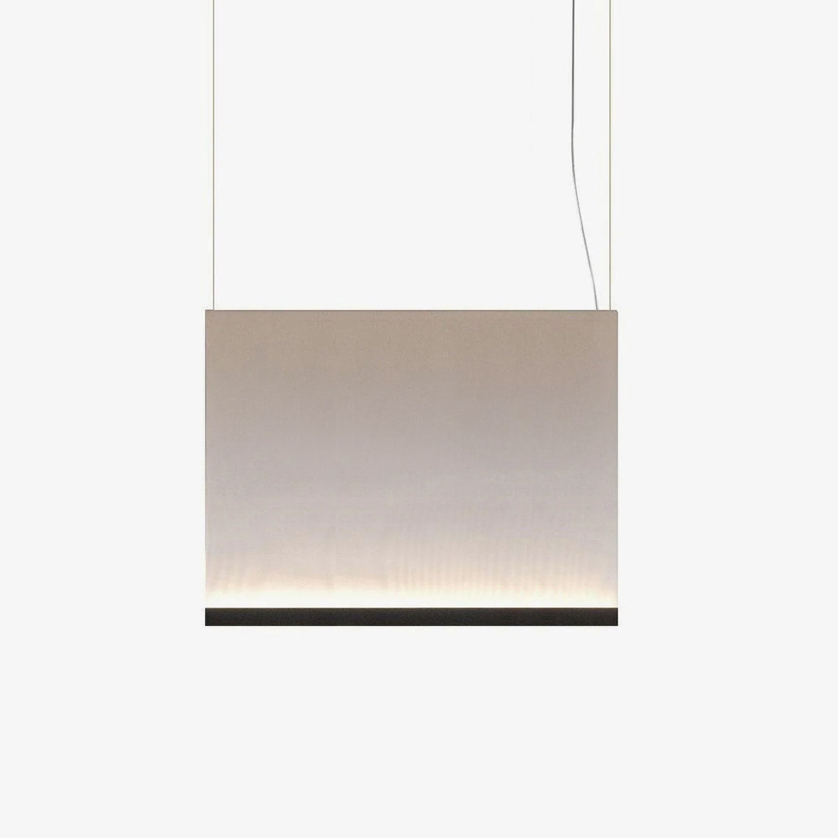 Wide 70 × 40 cm textile pendant panel with black lower light bar