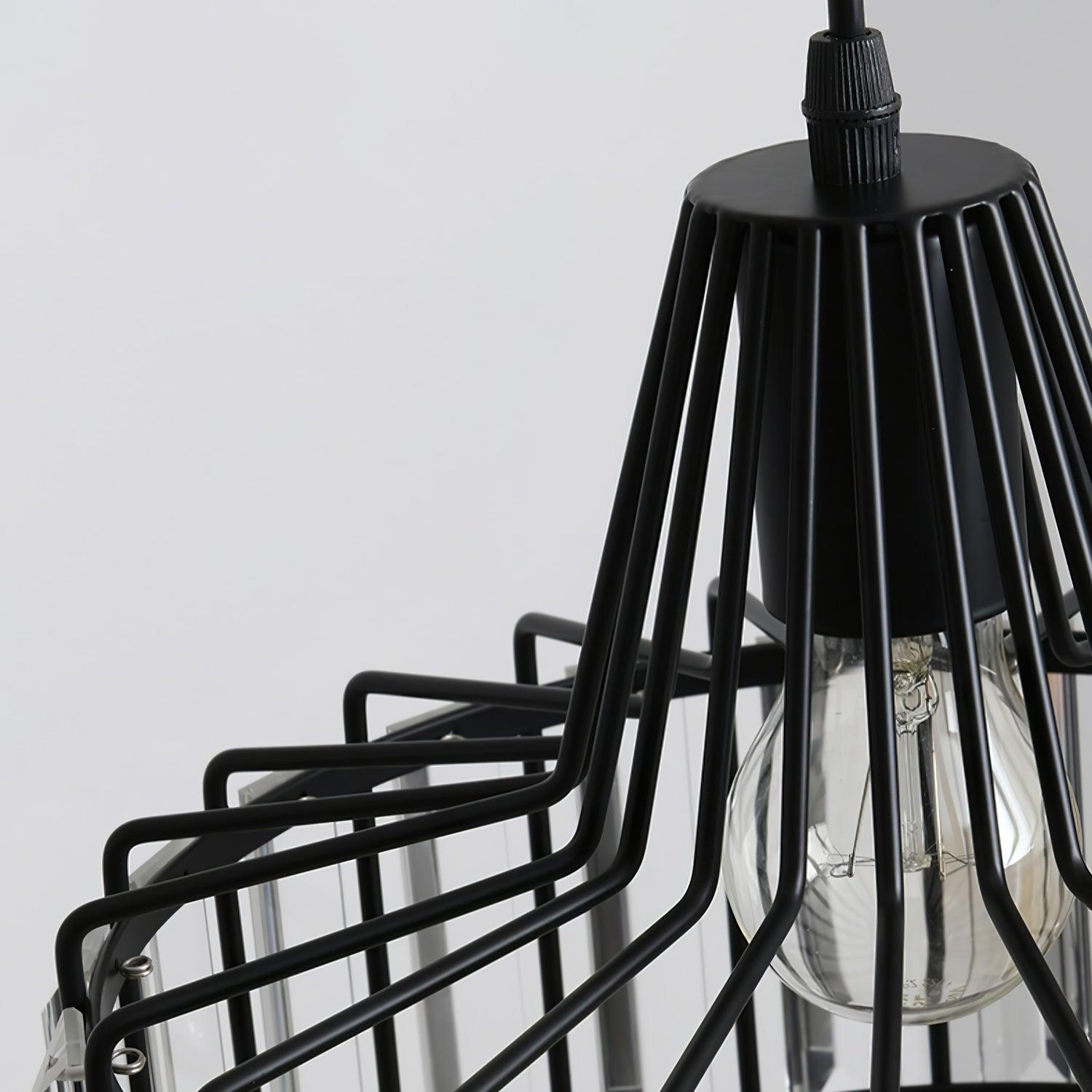 Close-up of the black cage top and visible bulb