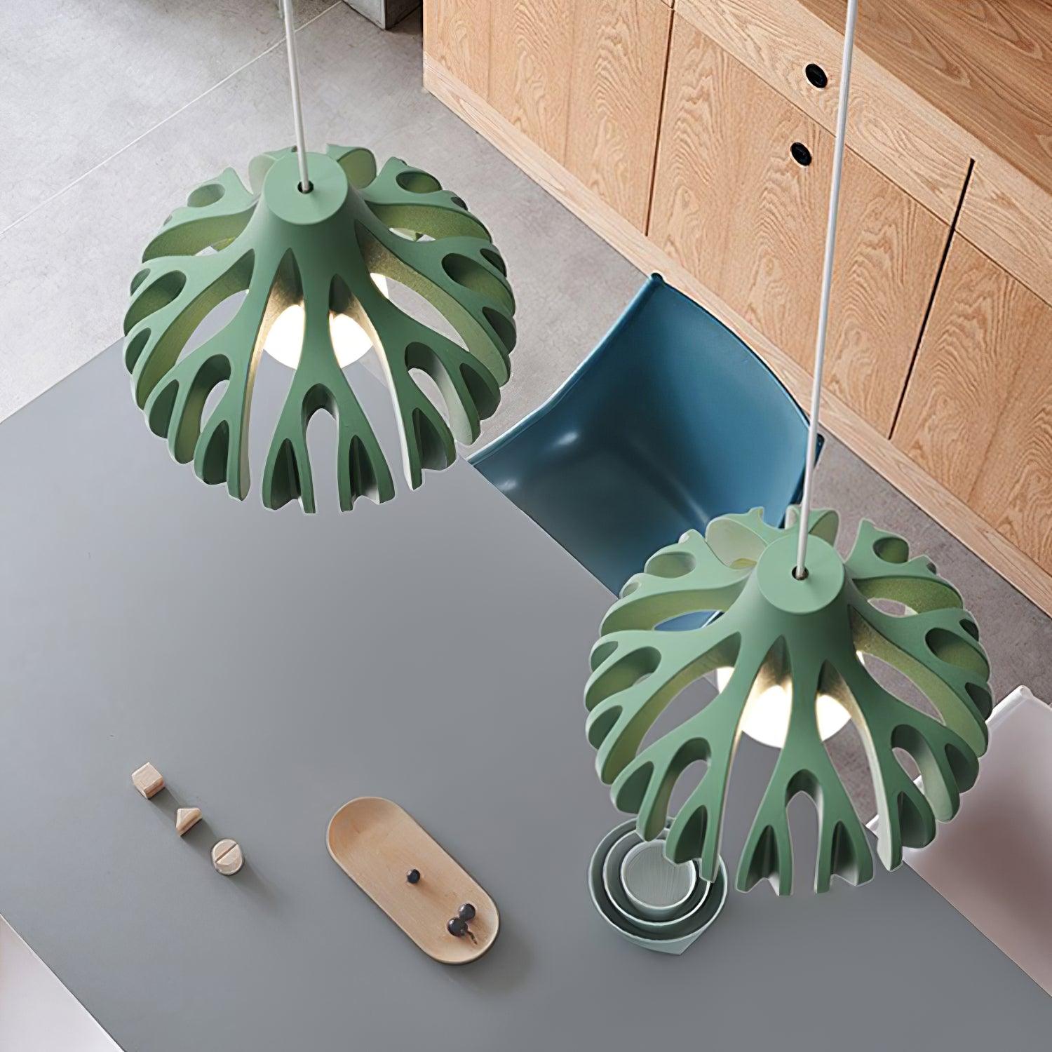 Overhead view of two Green open resin shades