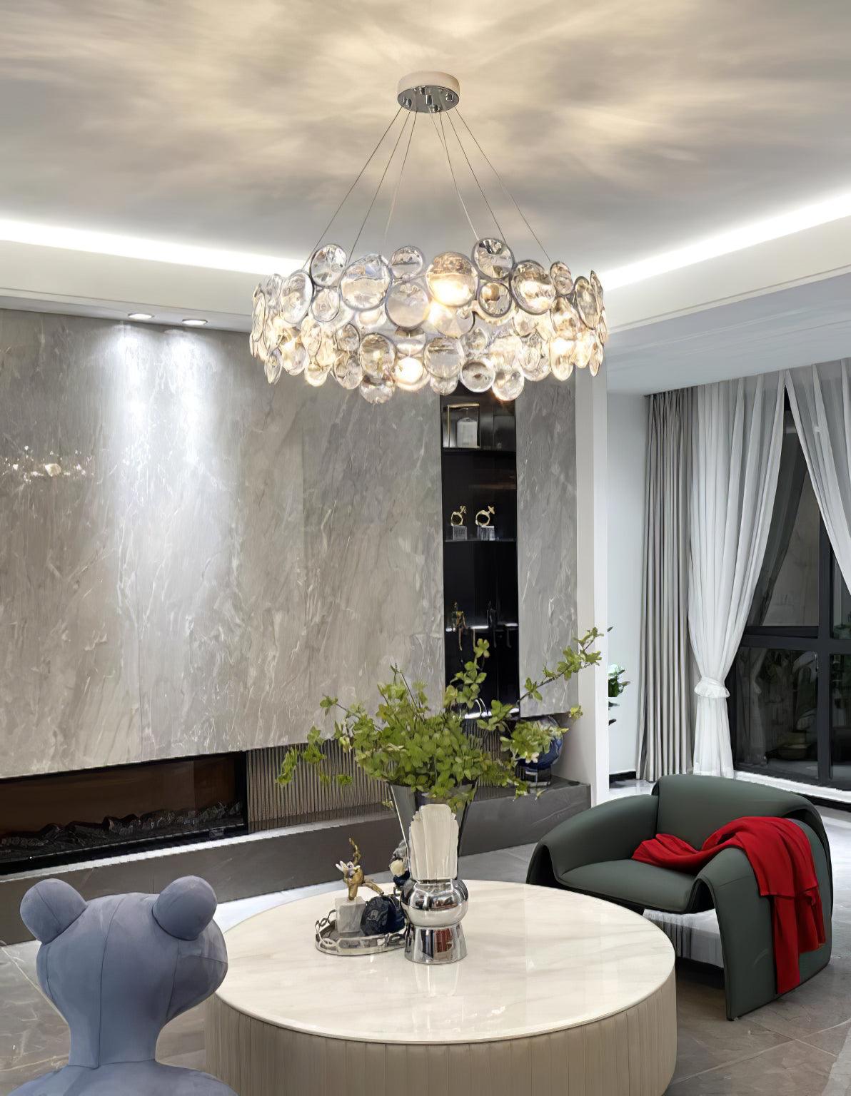 Chrome Round Crystal Chandelier - Cueteks