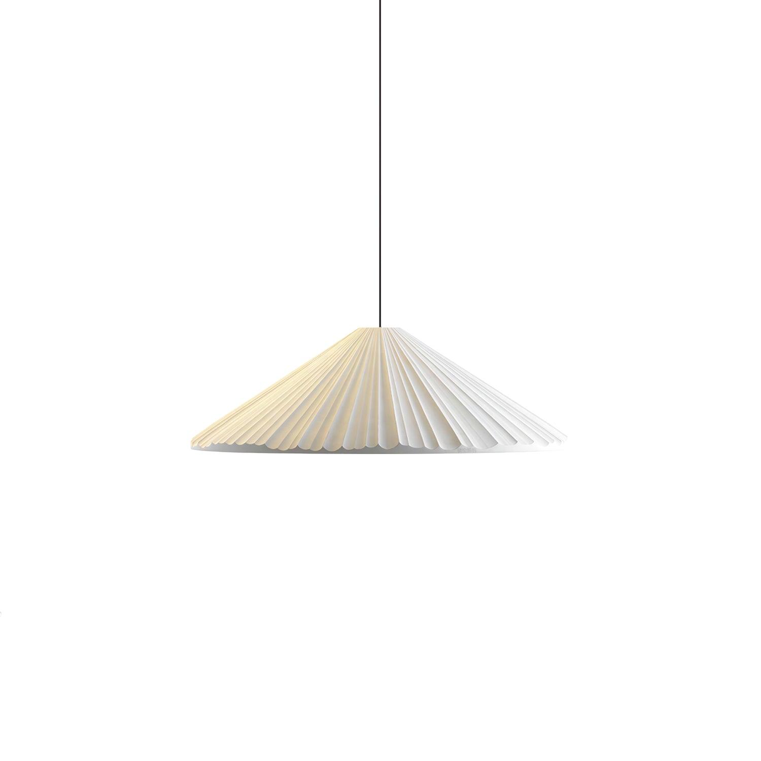 White broad pleated shade with illuminated underside