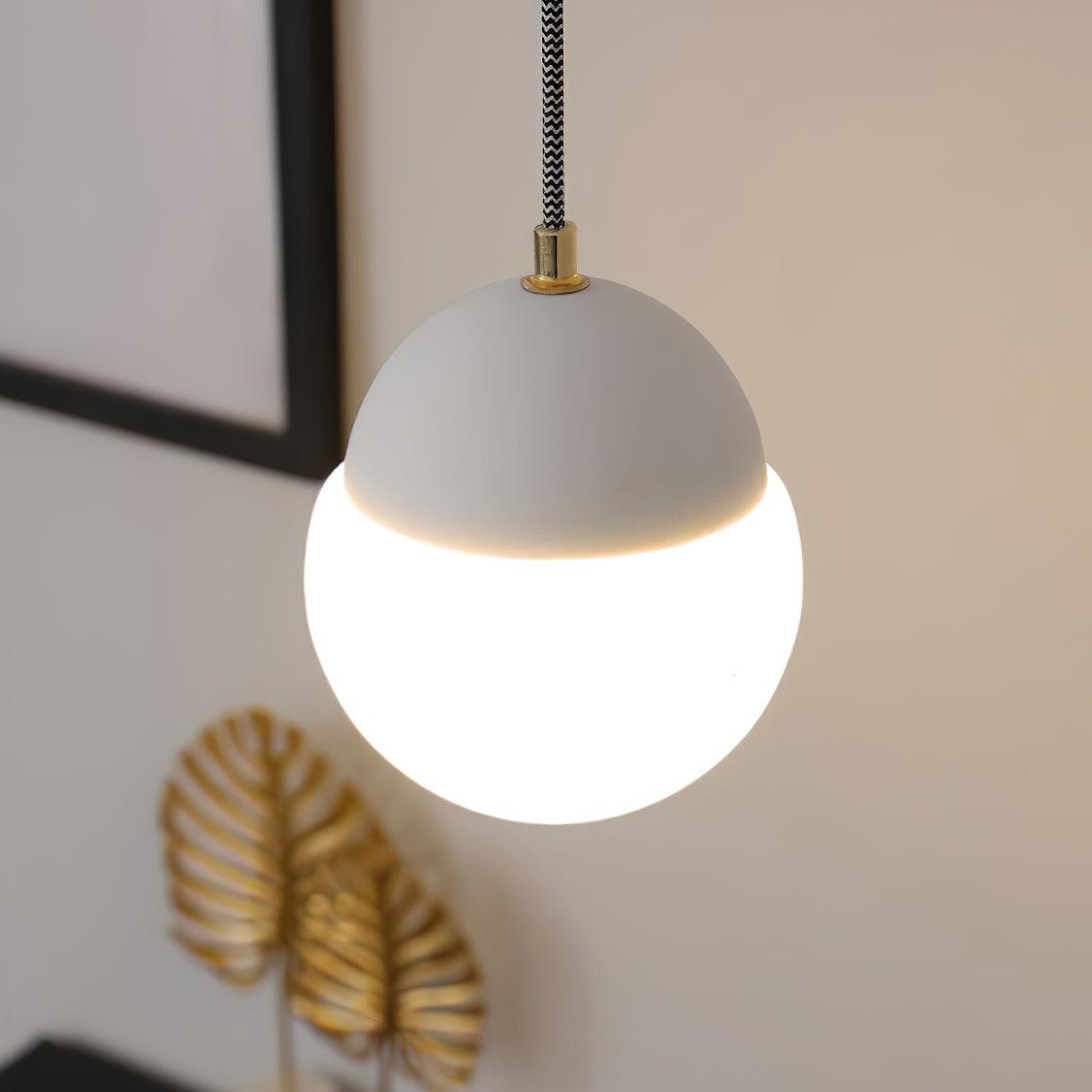White cap and White globe pendant