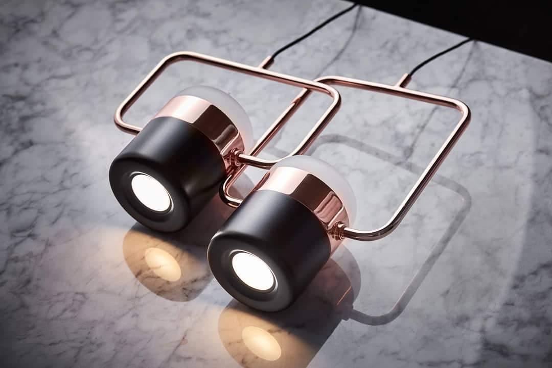 Geometric LED pendant light with adjustable cylindrical heads