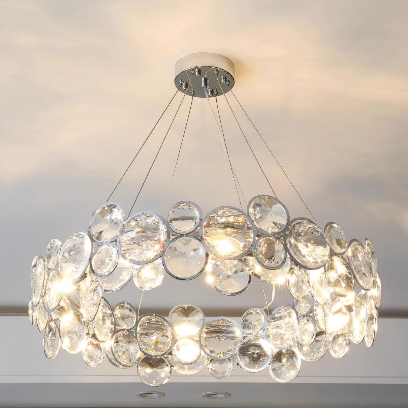 Chrome Round Crystal Chandelier - Cueteks